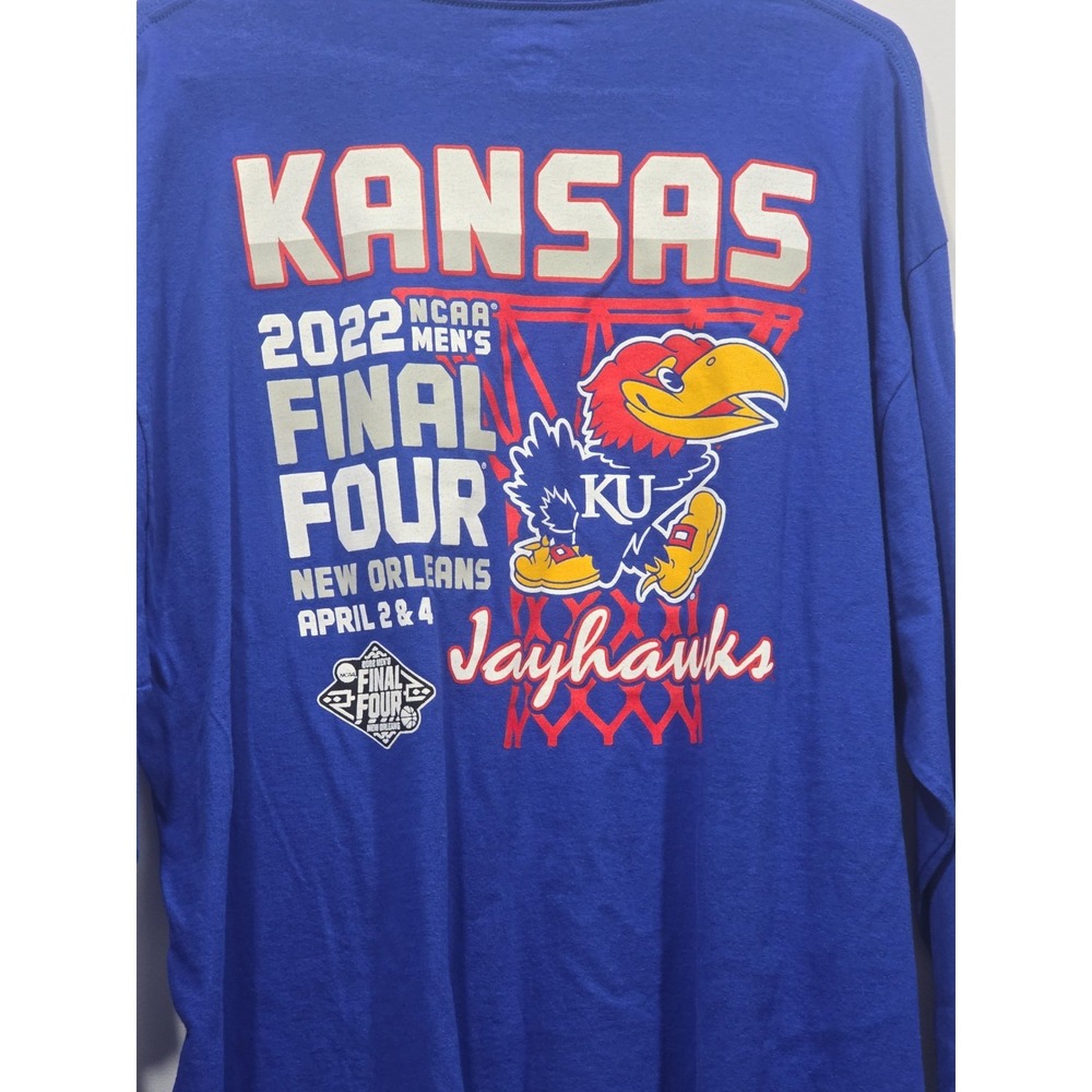 Kansas Jayhawks Champion Shirt Mens XL Blue Long Sleeve 2022 NCAA Final Four
